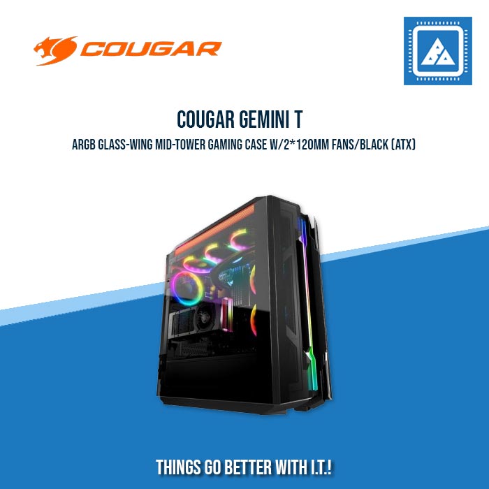 COUGAR CASE GEMINI T PRO / MID-TOWER / RGB AND GULL WING DESIGN / 2 HINGE Tempered Glass COVER COUGAR CASE GEMINI T PRO / MID-TOWER / RGB AND GULL WING DESIGN / 2 HINGE Tempered Glass COVER